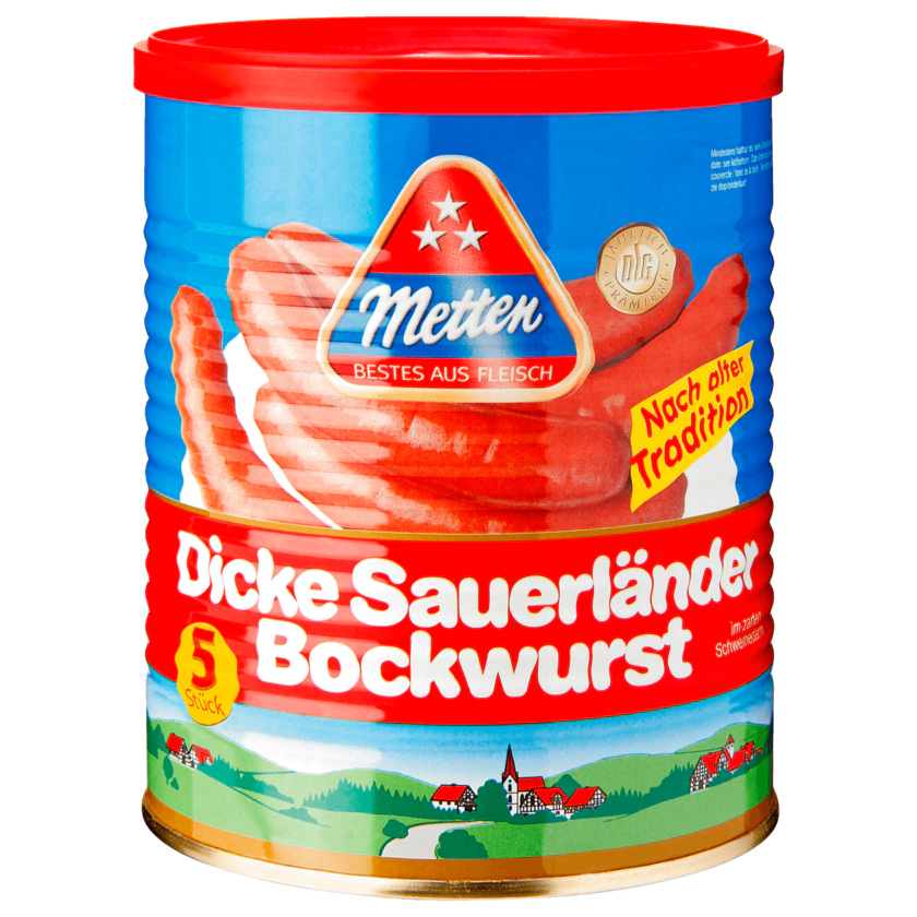 Bild von Metten Dicke Sauerländer Bockwurst 500g, 5 Stück